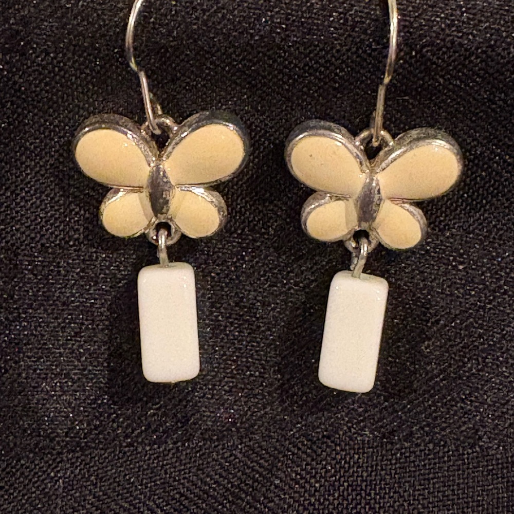 Elegant Cream Butterfly Earrings